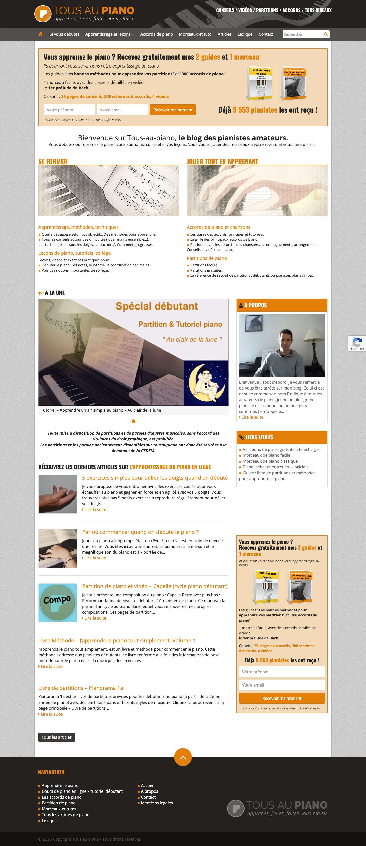 Tous au piano - le blog pour apprendre le piano - Full Screenshot