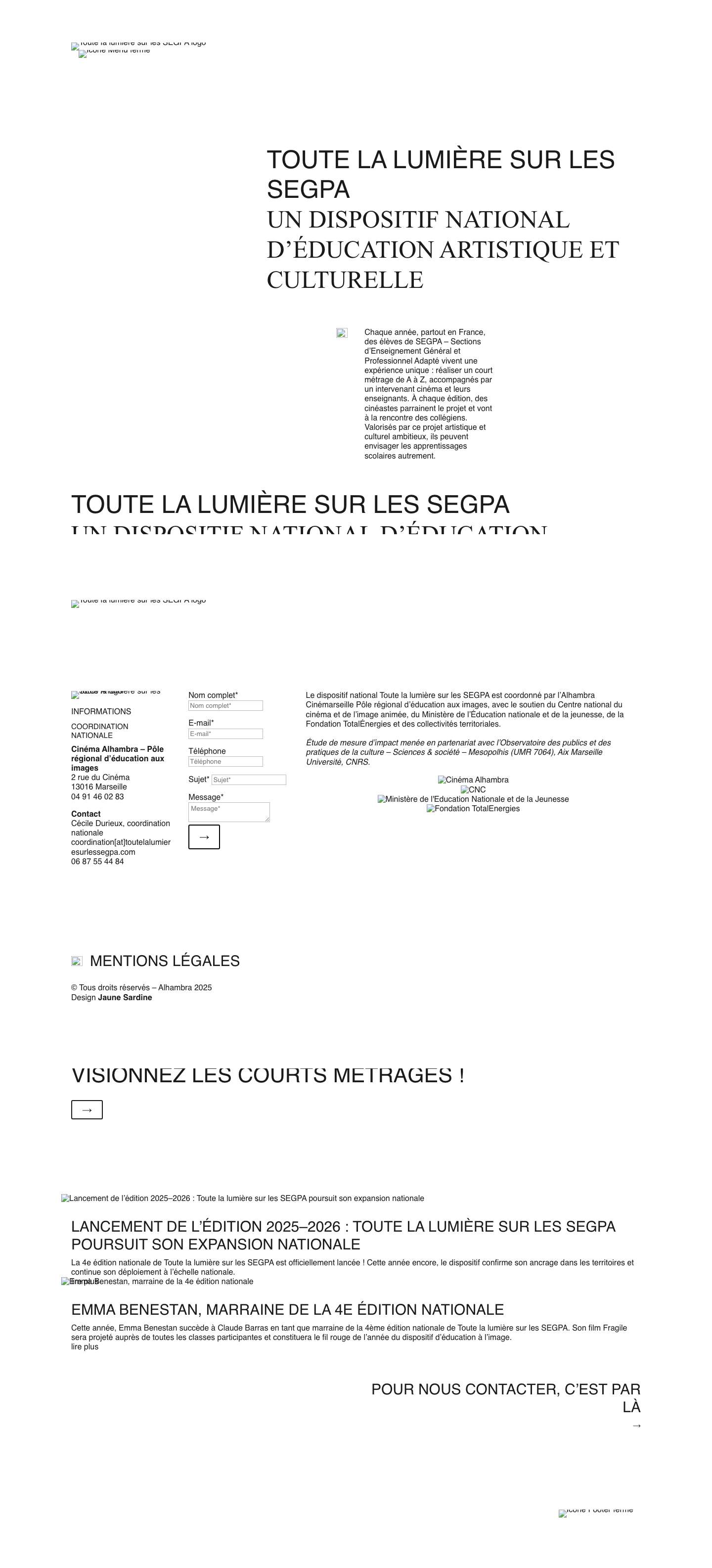 Accueil - Toute la lumière sur les SEGPA - Full Screenshot