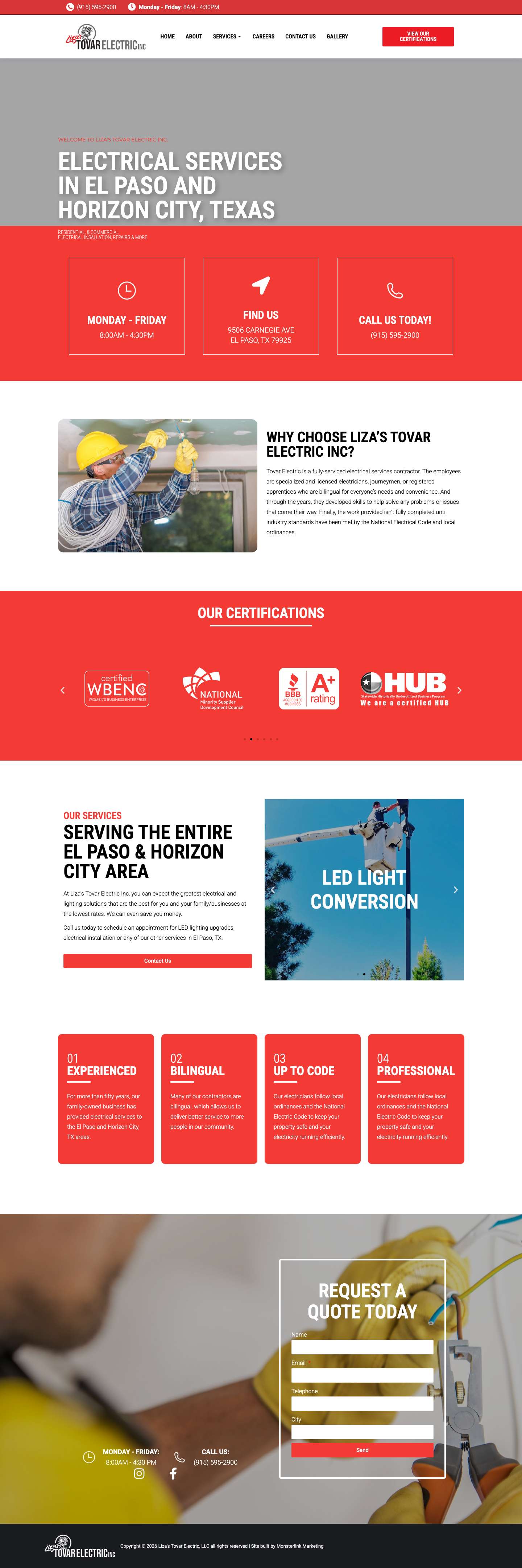 Electrician El Paso | Liza's Tovar Electric, Inc| Electric Repair - Full Screenshot