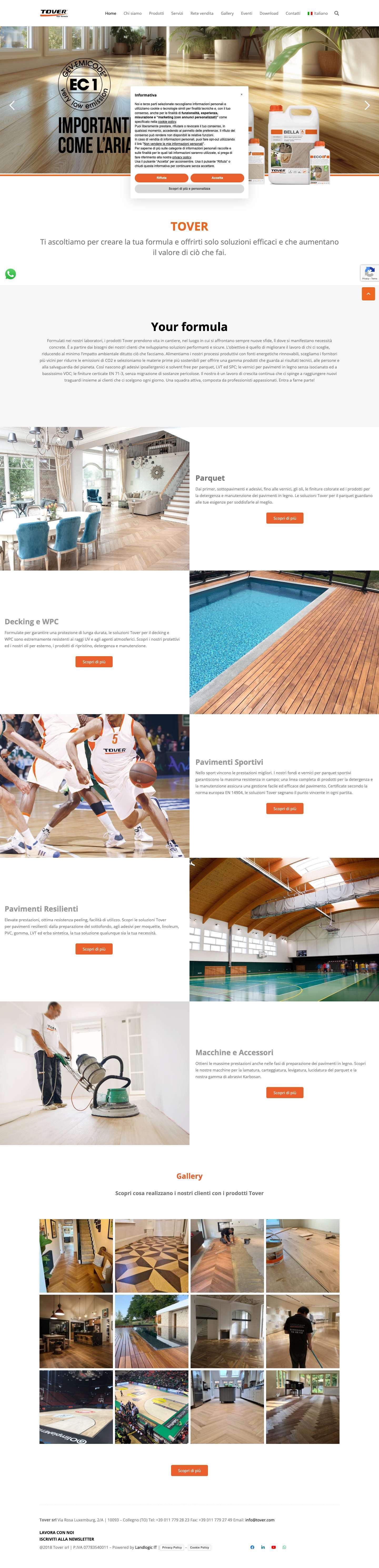 Tover: adesivi e finiture per parquet - Full Screenshot