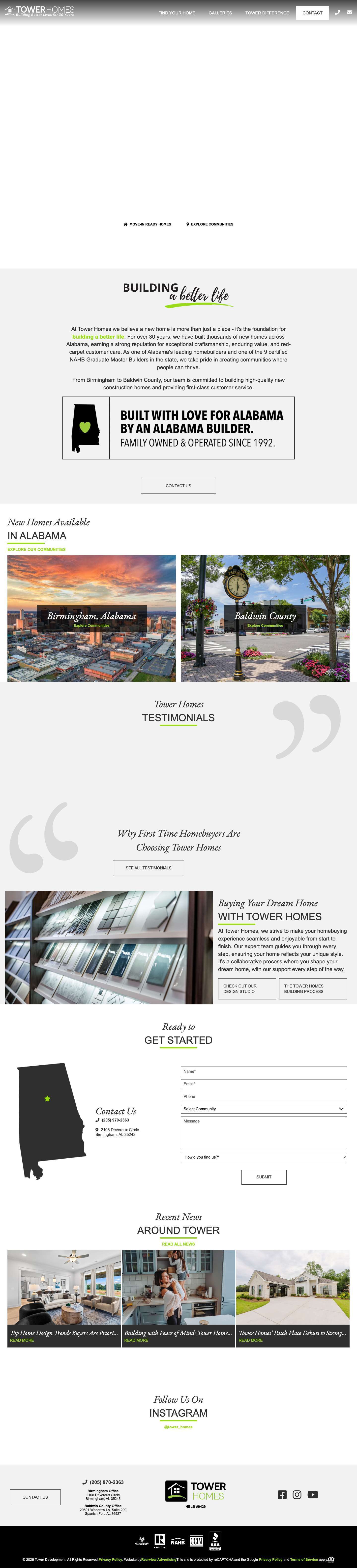 New Homes in Birmingham, Alabama | Tower Homes - Full Screenshot