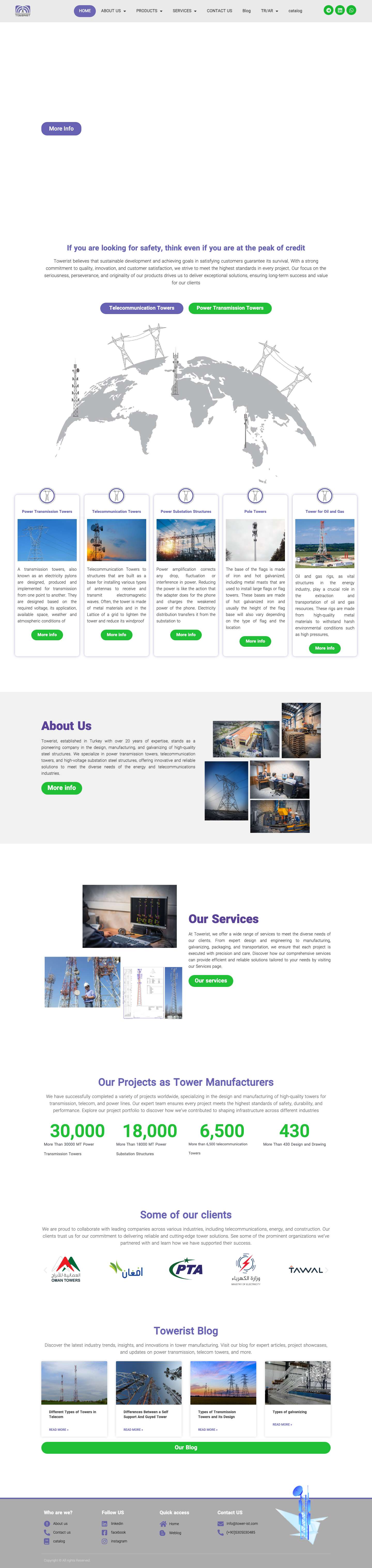 Power Transmission Towers & Telecommunication Tower Manufacturer - Full Screenshot