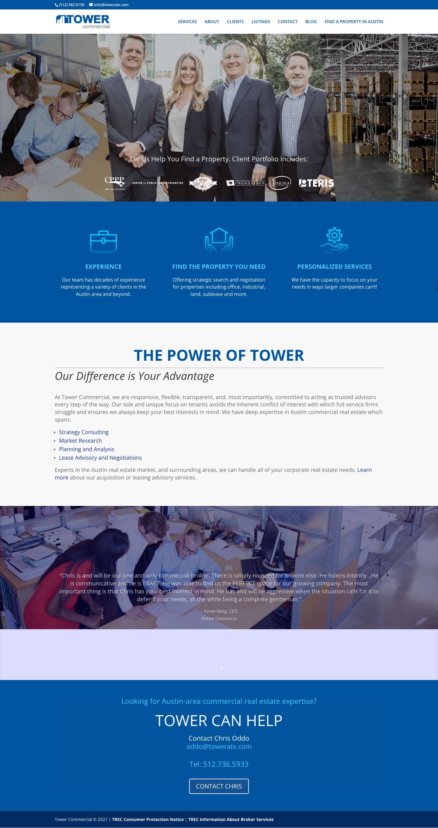 Find Your Austin Office Space Today - Tower Commercial - Full Screenshot