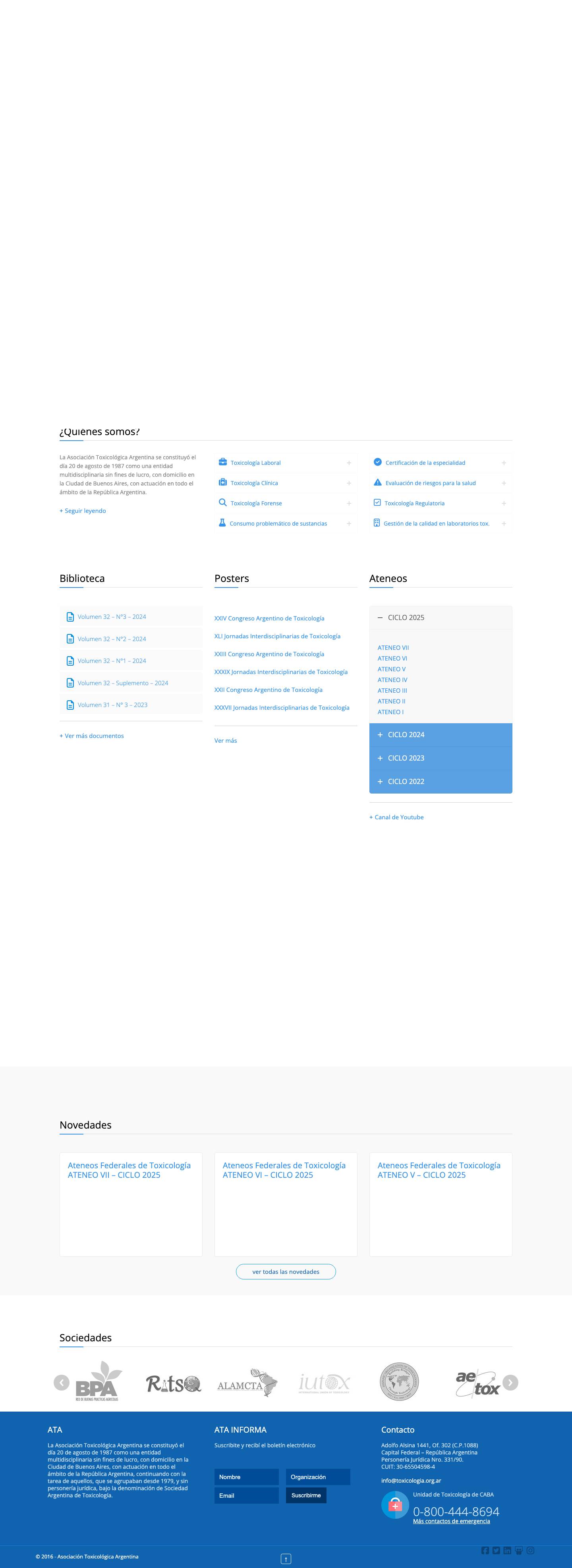 Asociación Toxicológica Argentina - Full Screenshot