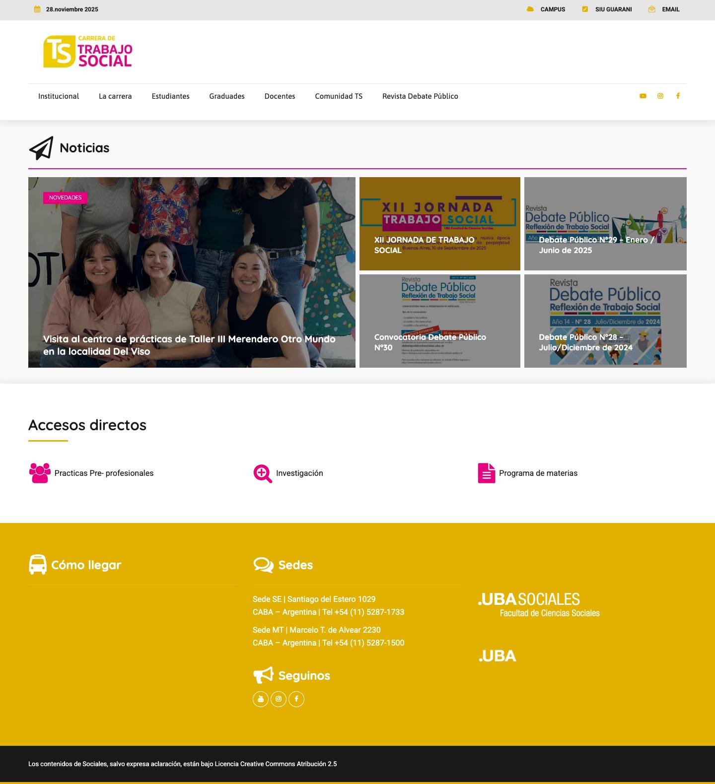 Carrera de Trabajo Social – Sitio perteneciente a la Facultad de Ciencias Sociales de la UBA - Full Screenshot