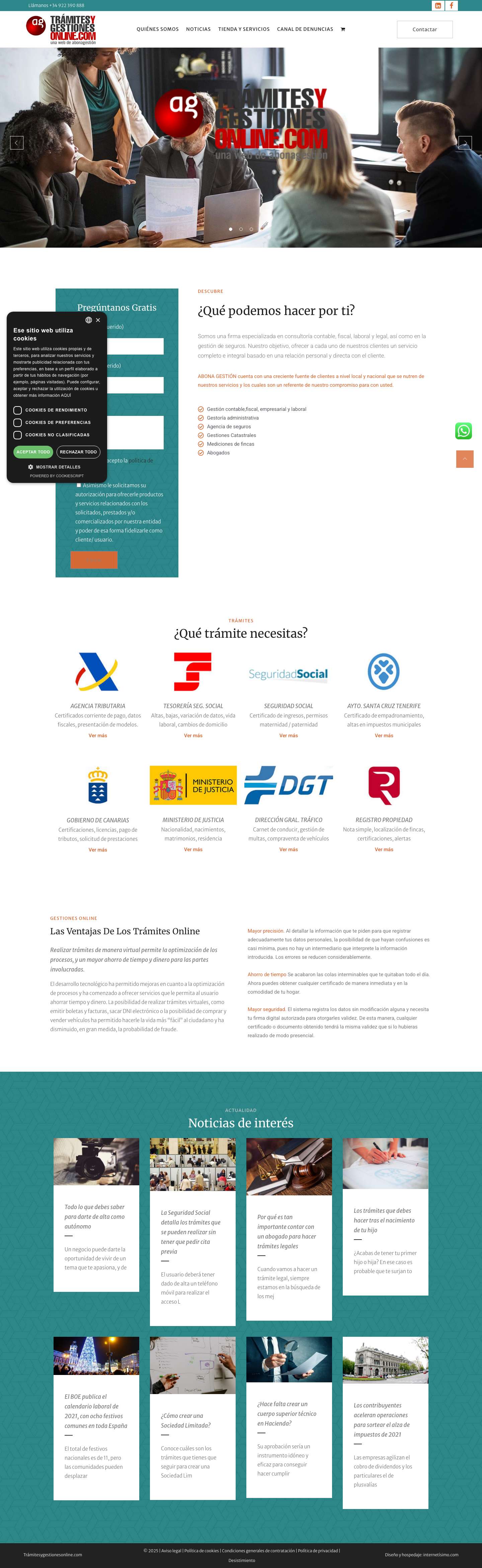 Home - Trámites y Gestiones Online - Tenerife - Full Screenshot