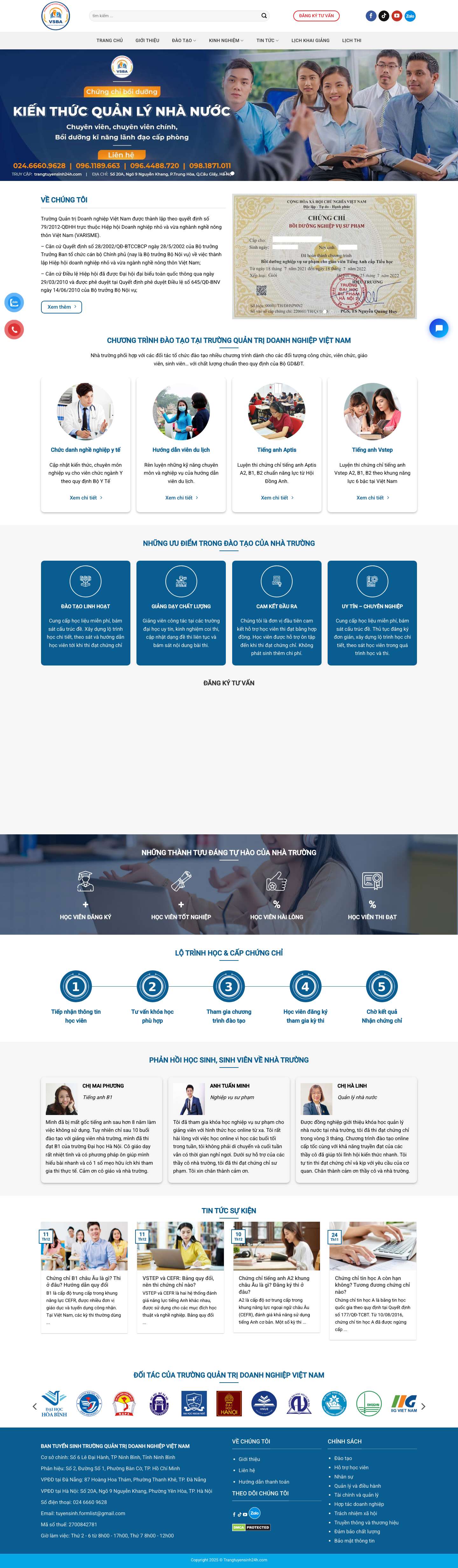 Ban Tuyển Sinh Trường Quản Trị Doanh Nghiệp Việt Nam - Full Screenshot