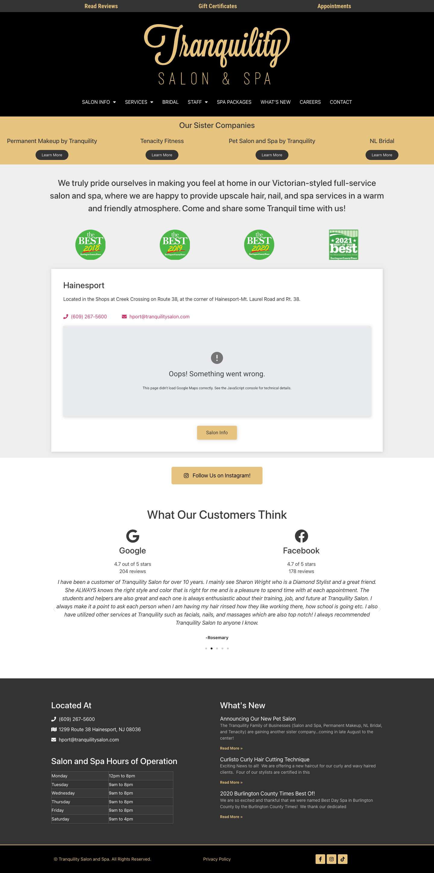 Tranquility Salon and Spa - Full Screenshot