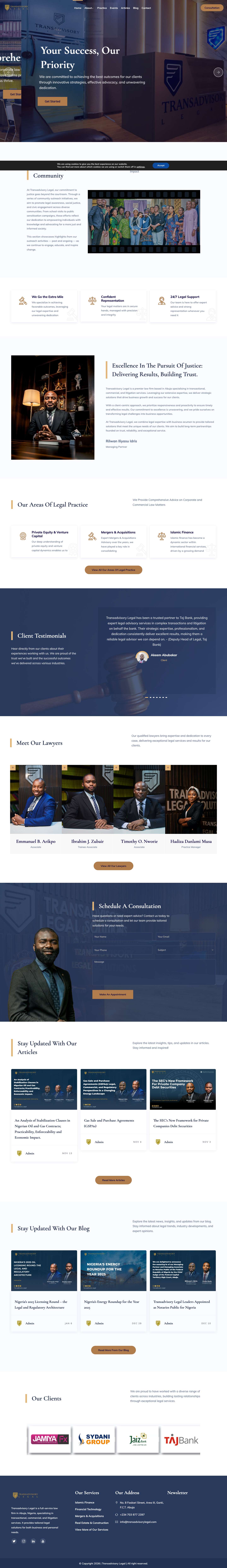 Transadvisory Legal - Nigeria’s Leading Legal Partner for Startups, Corporates & Global Transactions - Full Screenshot