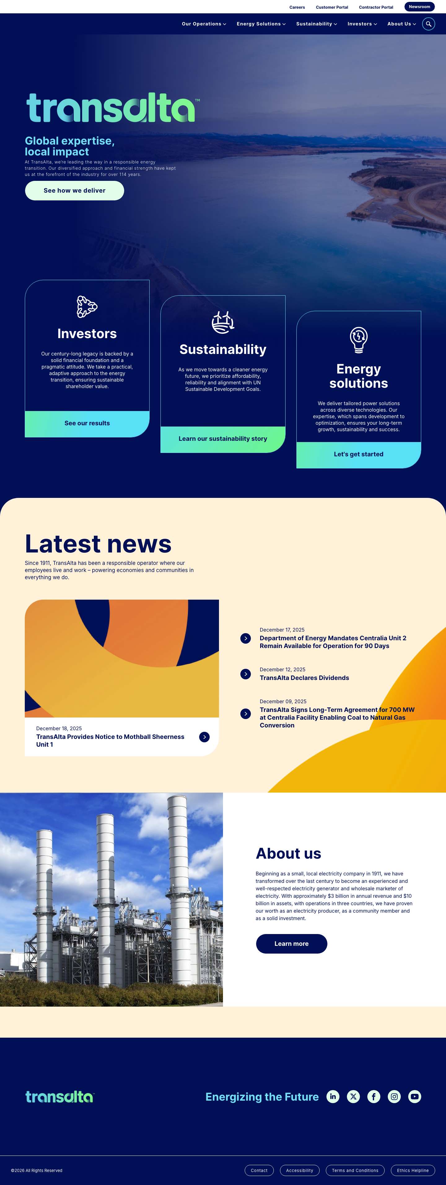 TransAlta - A Clean Energy Solutions Company - Full Screenshot