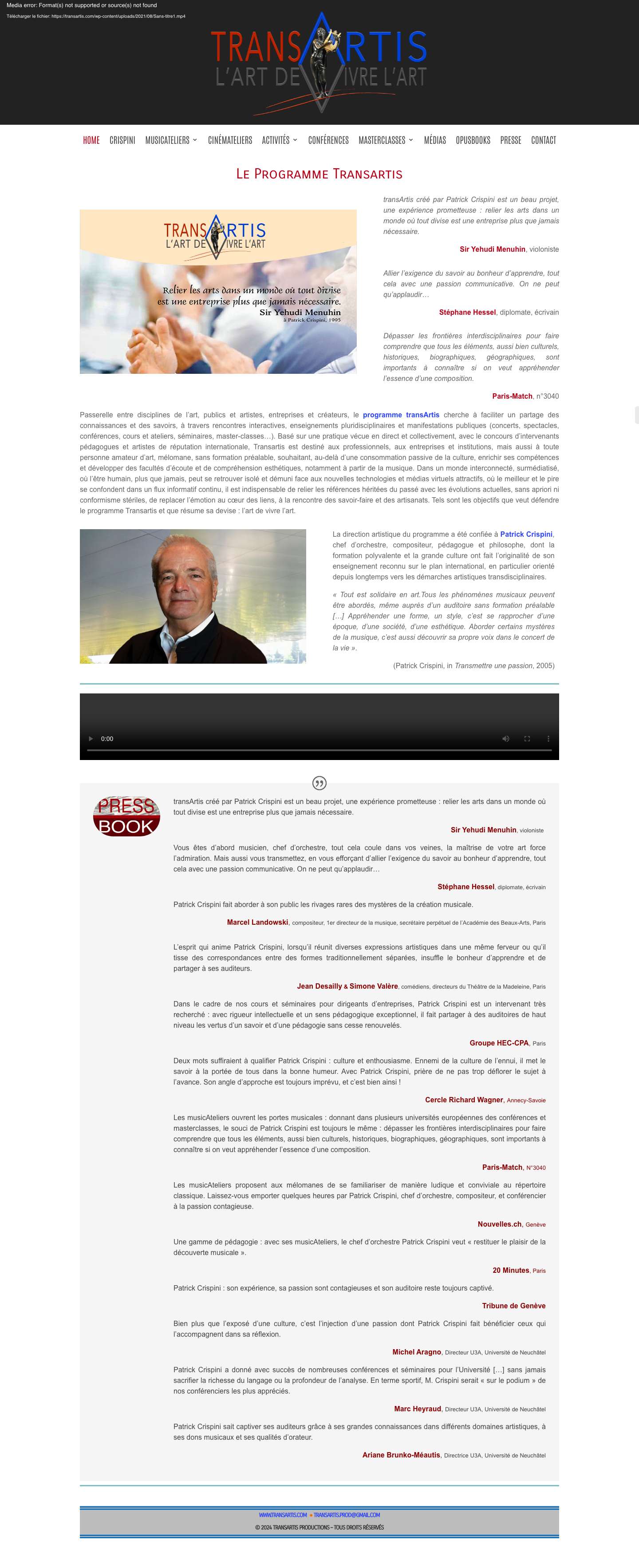 Accueil - TRANSARTIS - Full Screenshot