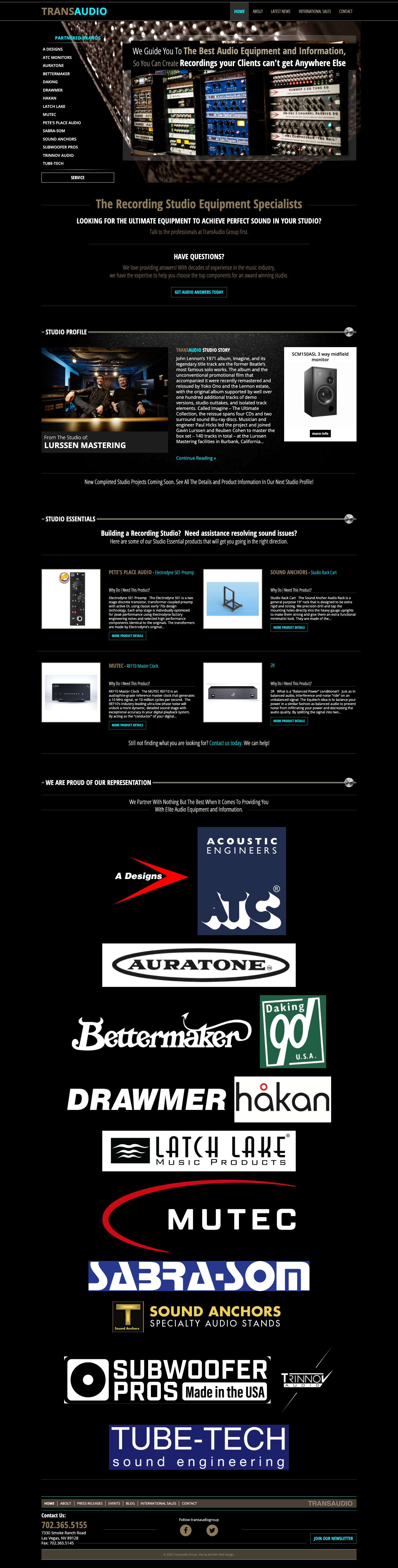 Recording Studio Equipment Experts - TransAudio Group - Full Screenshot