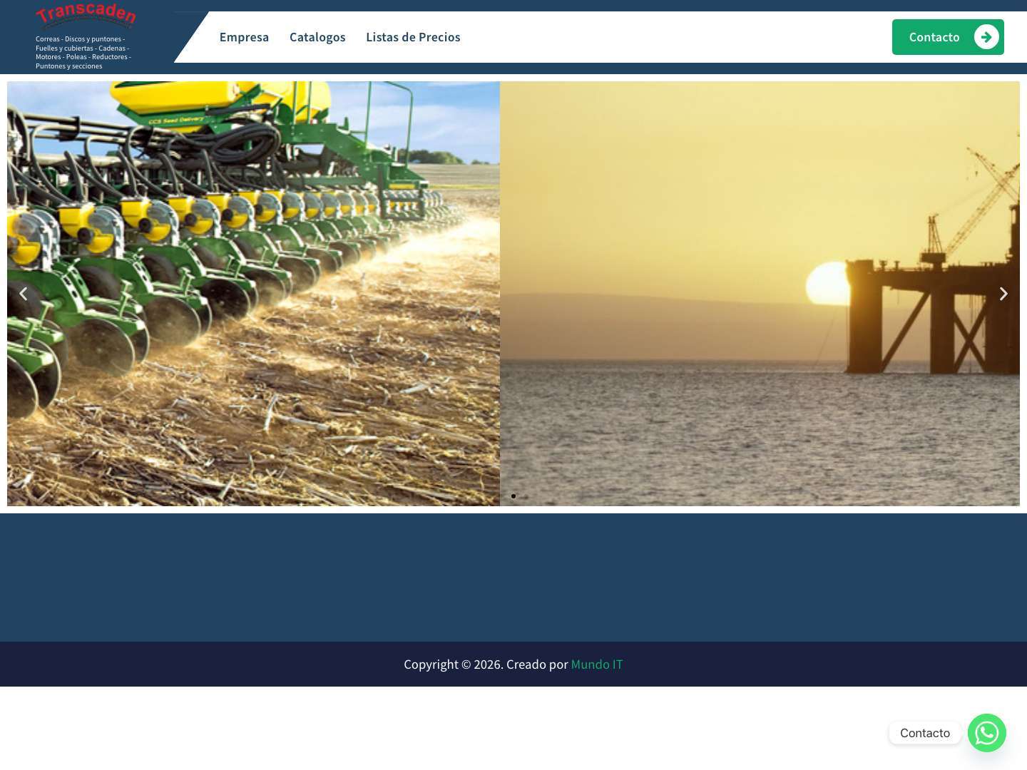 Transcaden SRL – Correas – Discos y puntones – Fuelles y cubiertas – Cadenas – Motores – Poleas – Reductores – Puntones y secciones - Full Screenshot