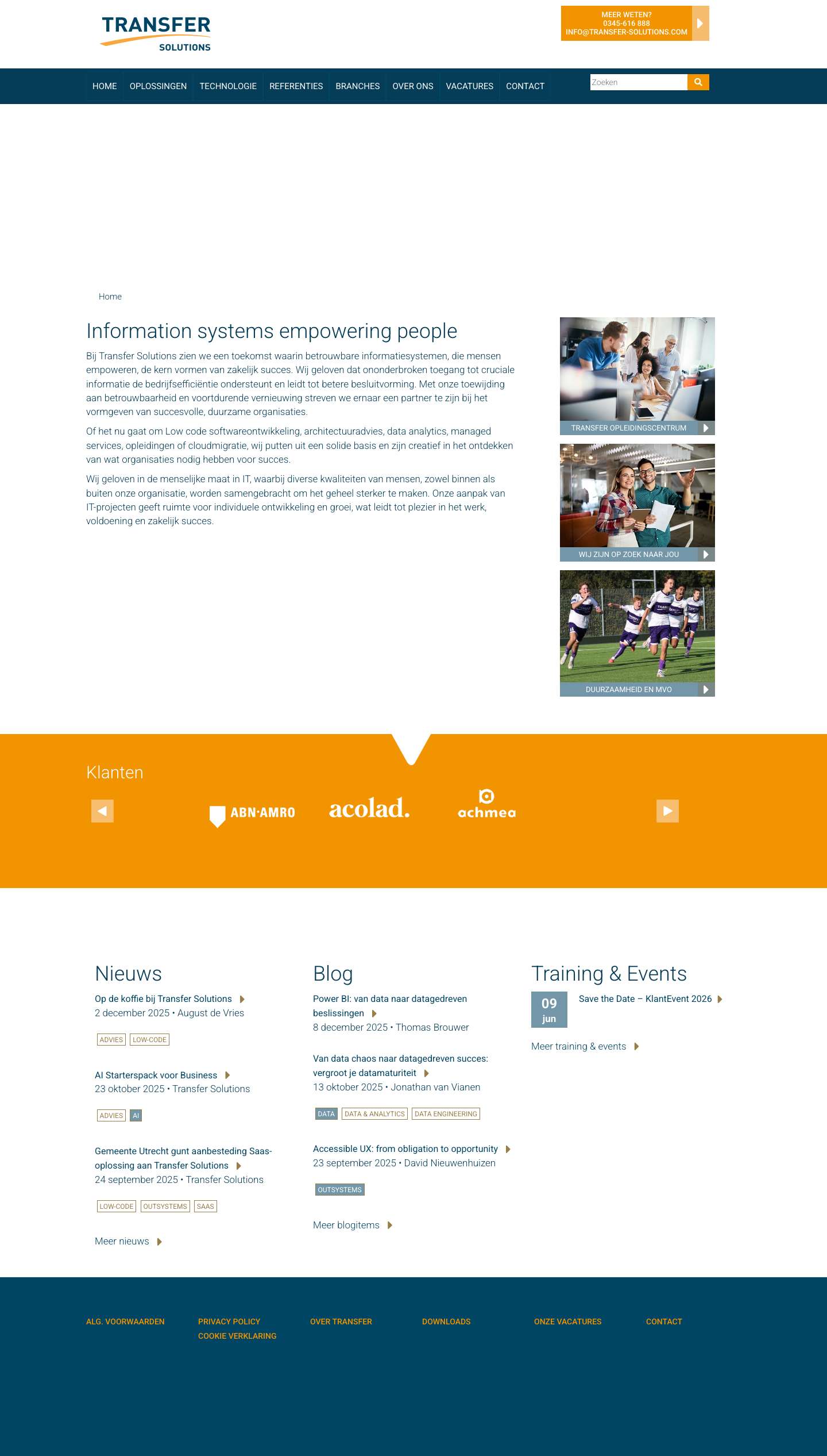 Informatie systemen empowering people voor succes - Transfer Solutions - Full Screenshot