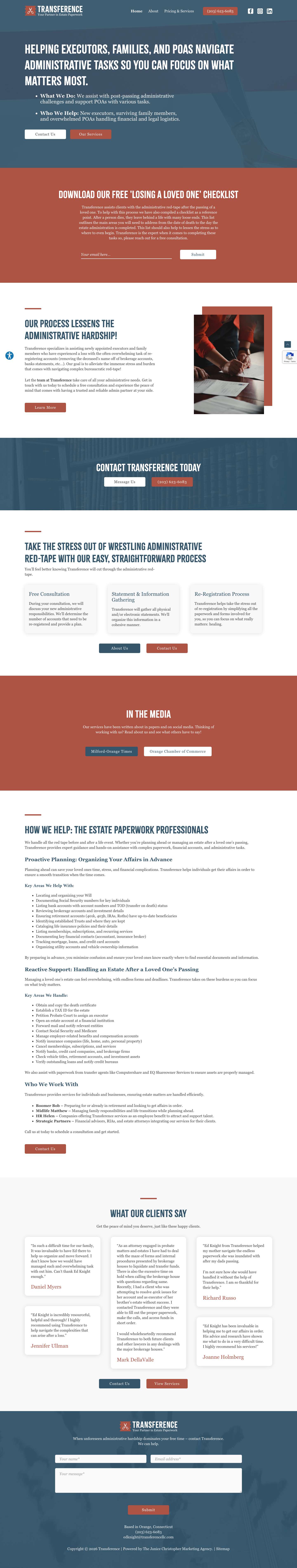 Transference: Your Partner in Estate Paperwork in Orange, CT | We Handle All The Red-Tape! - Full Screenshot