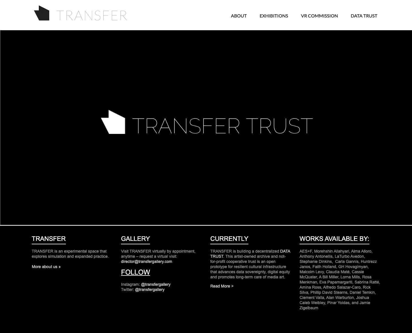 TRANSFER | Networked Contemporary Art Gallery - Full Screenshot