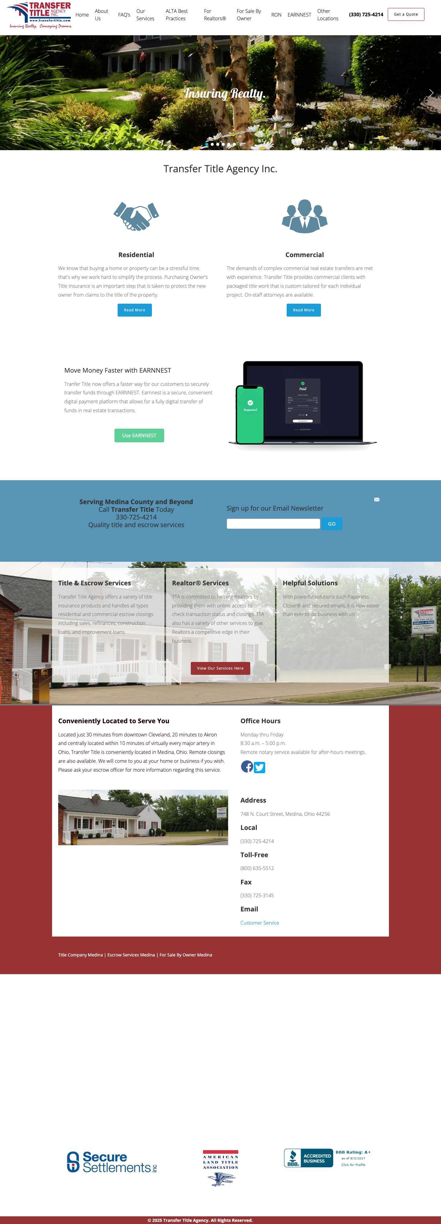 Title Company Medina | Escrow Services | Transfer Title Agency Inc. - Full Screenshot