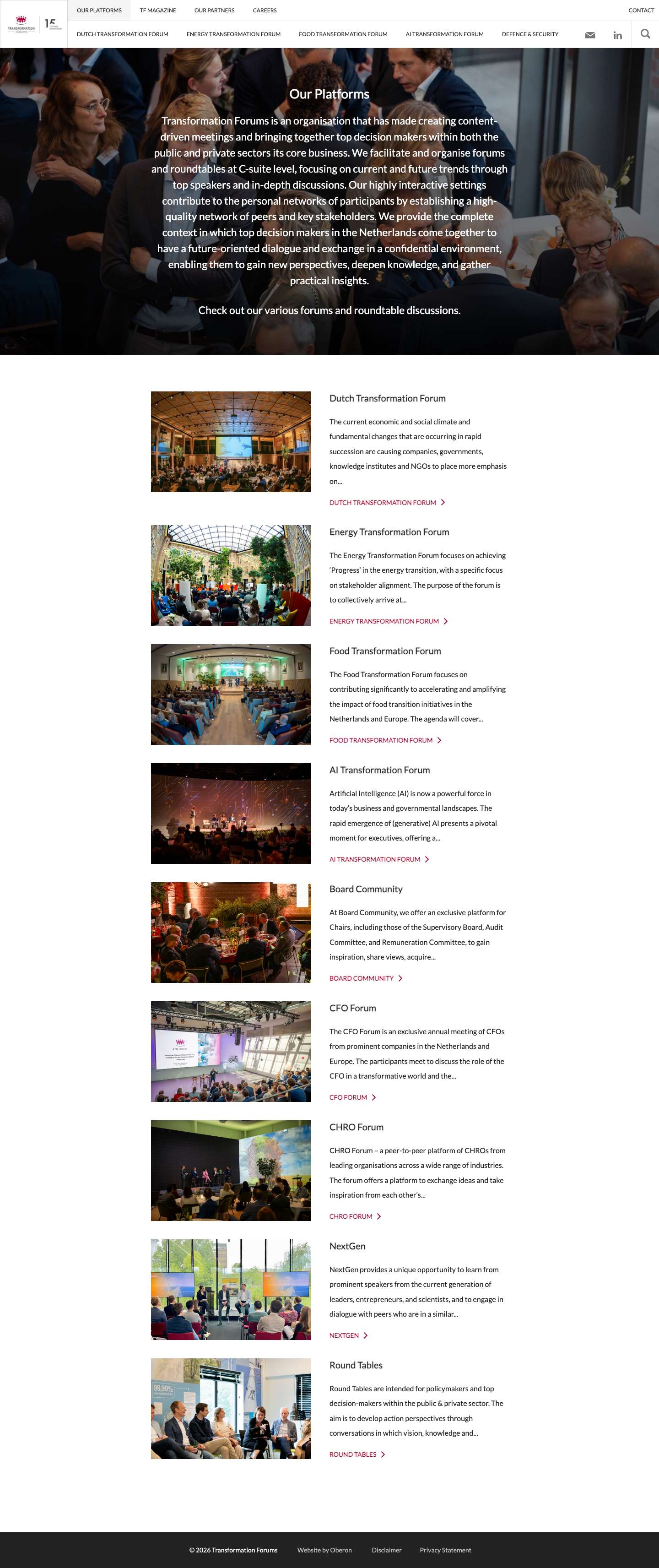 Our Platforms - Transformation Forums - Full Screenshot