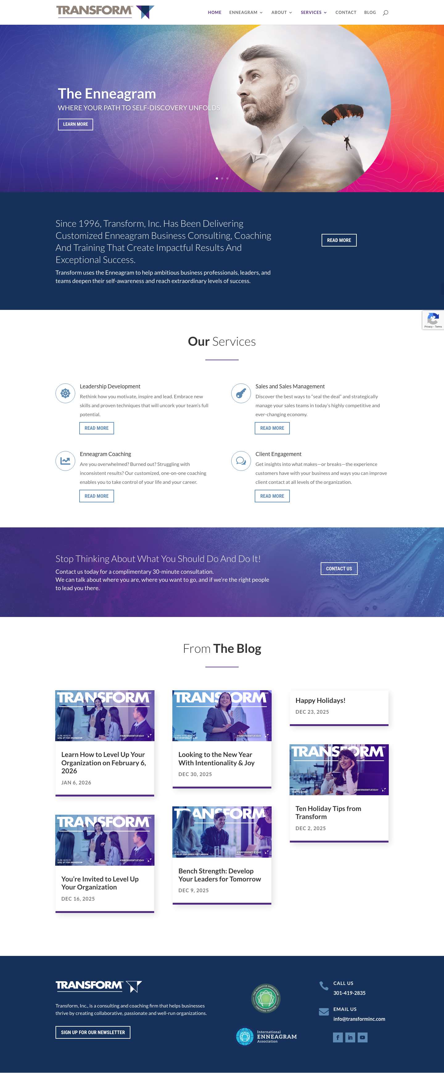 Transform, Inc. | Leadership Development & Sales Coaching - Full Screenshot