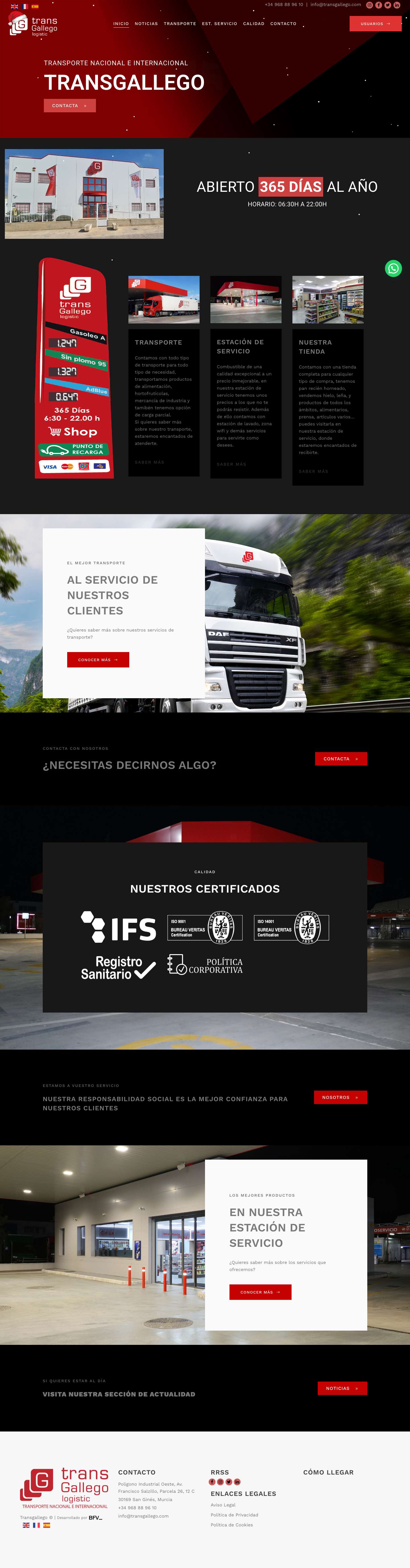 Transporte Internacional - Transgallego - Full Screenshot