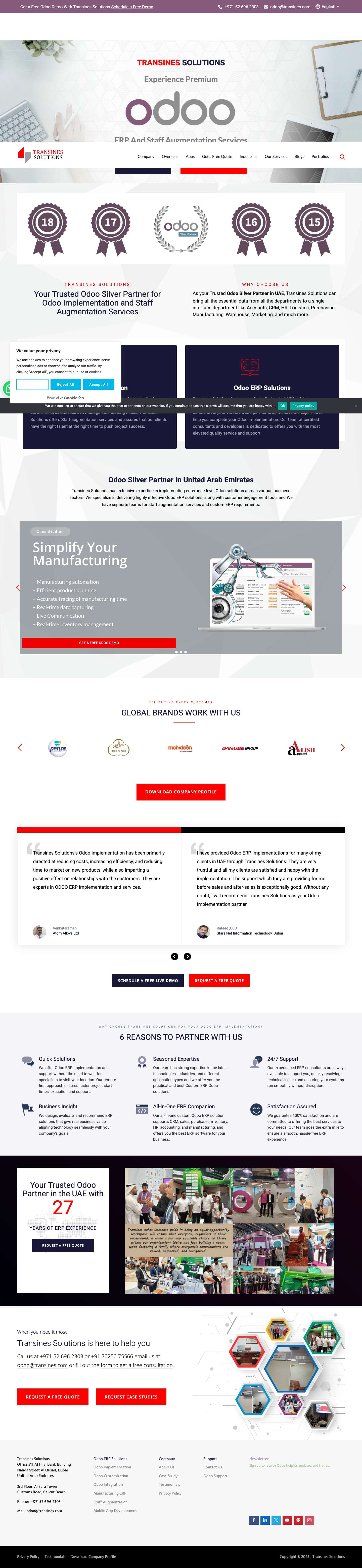 Odoo Partner UAE | Odoo Silver Partner | V18 CertifiedWhatsApp - Full Screenshot