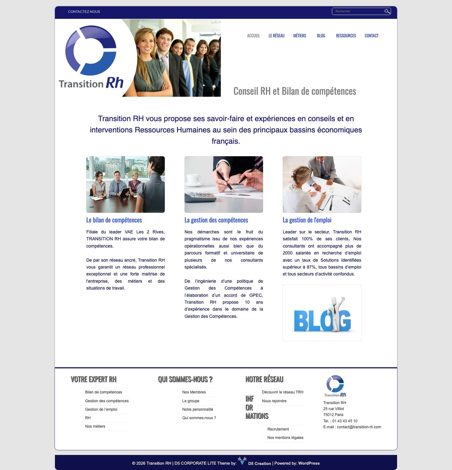 Transition RH | Conseil RH Et Bilan De Compétences - Full Screenshot