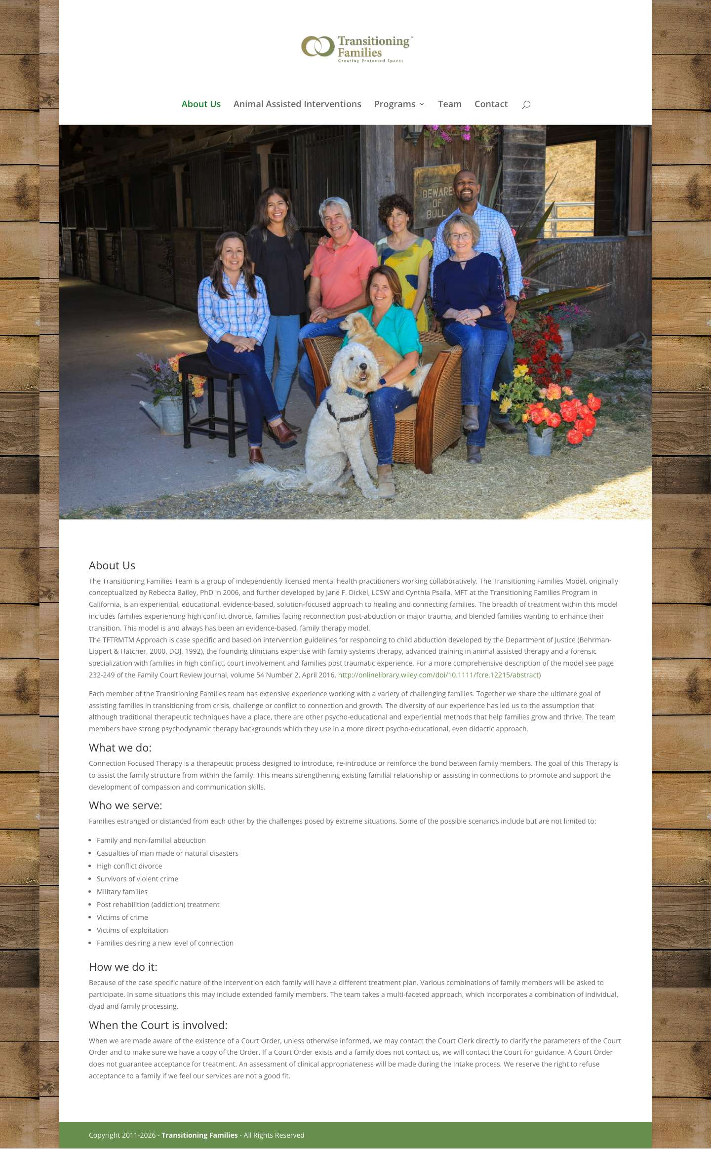 Transitioning Families | Creating Protected Spaces - Full Screenshot