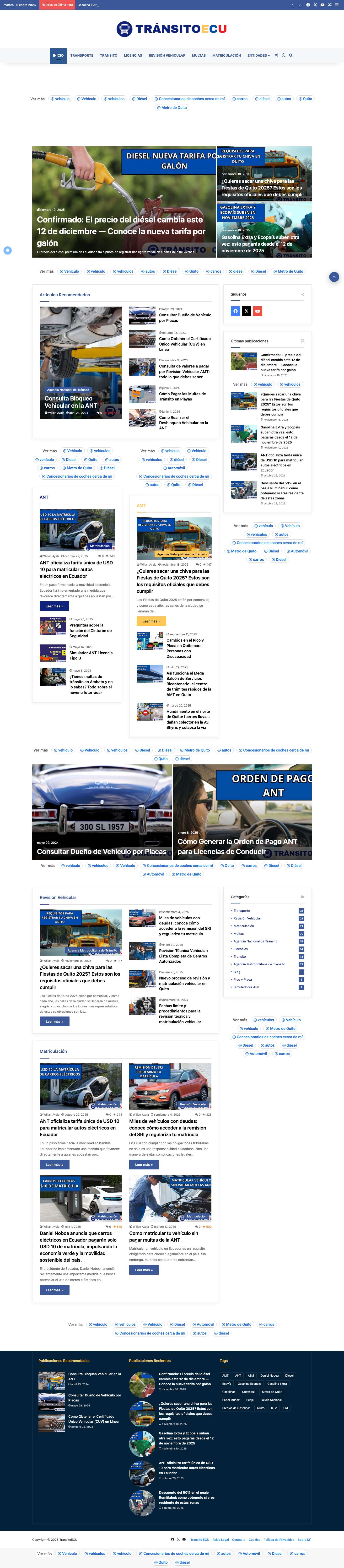 Noticias sobre Tránsito y Seguridad Vial en Ecuador - Full Screenshot