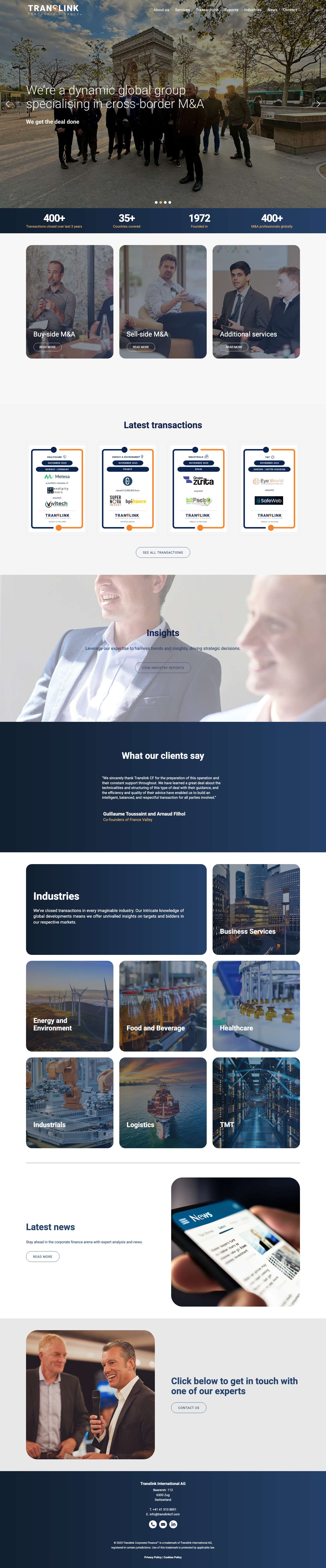 Translink Corporate Finance | Cross-border M&A ExpertsPreviousNextScroll to top - Full Screenshot