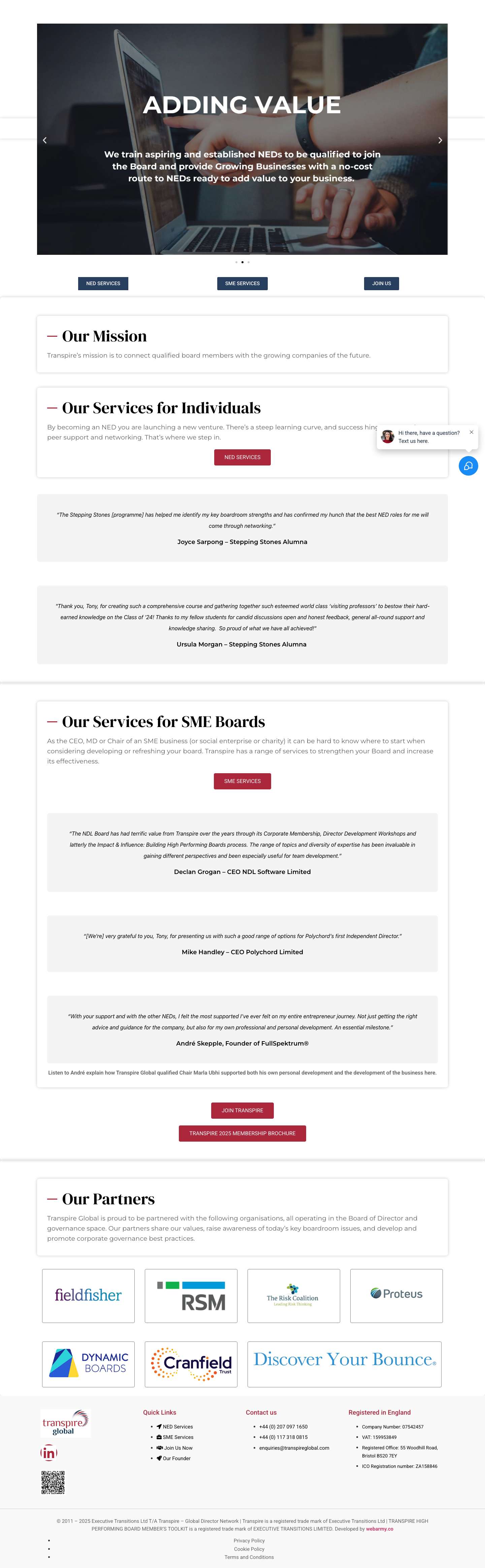 Home - Transpire Global - Full Screenshot