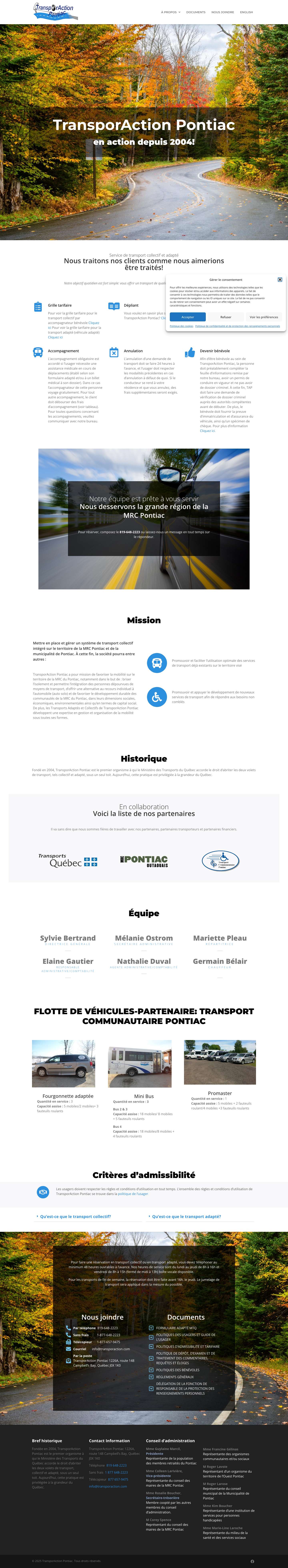 Transport Collectif et Adapté - MRC Pontiac | TransporAction Pontiac - Full Screenshot