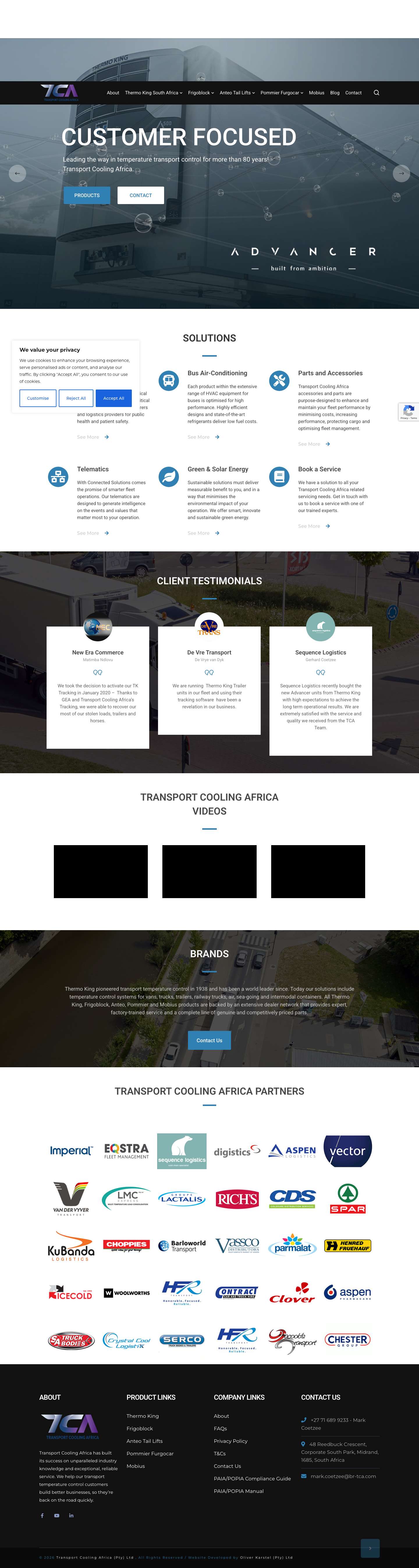 Transport Cooling Africa - Home - Transport Cooling Africa - Full Screenshot