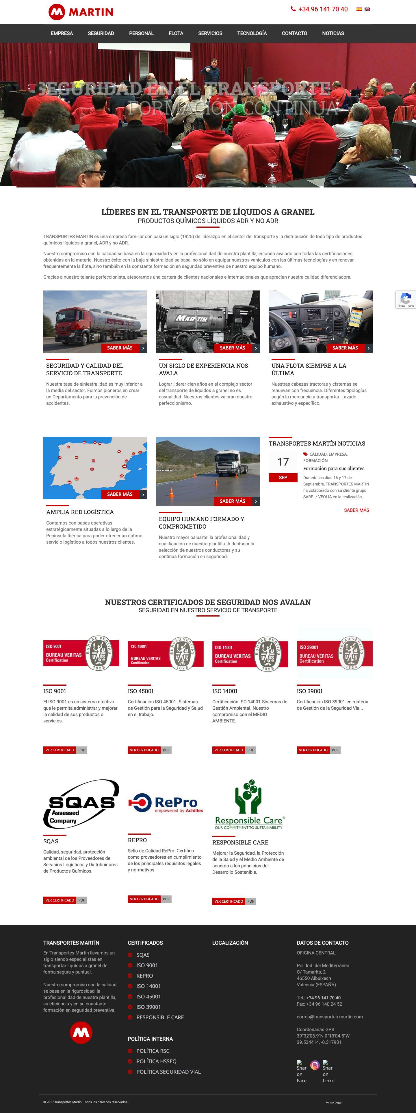 Transporte y distribución de productos químicos líquidos a granel - Full Screenshot