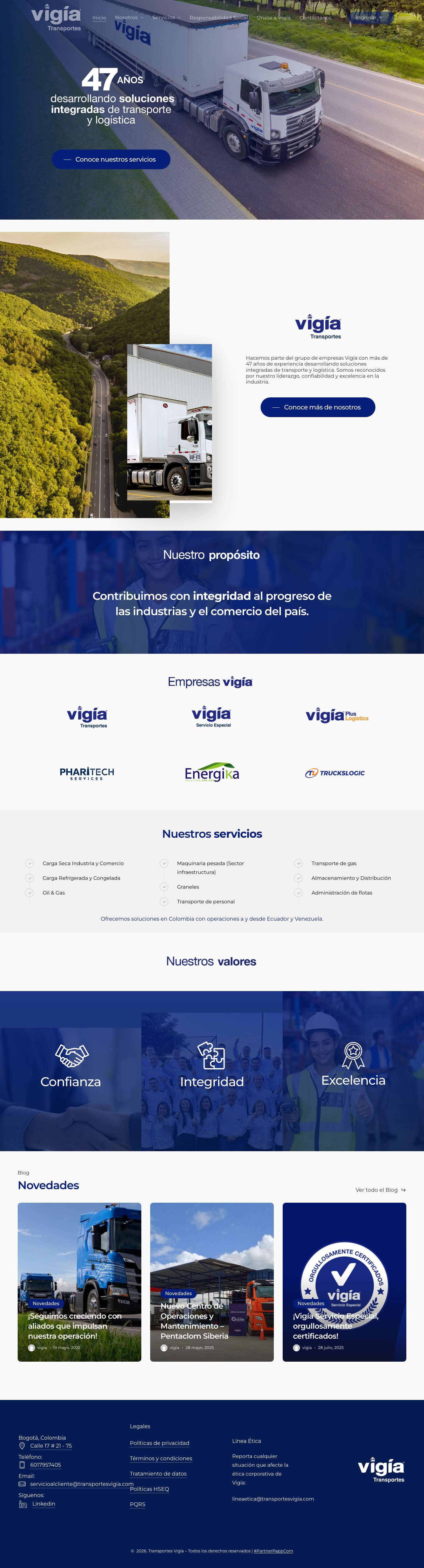 Vigia Transportes – Soluciones integradas de transporte y logística. - Full Screenshot