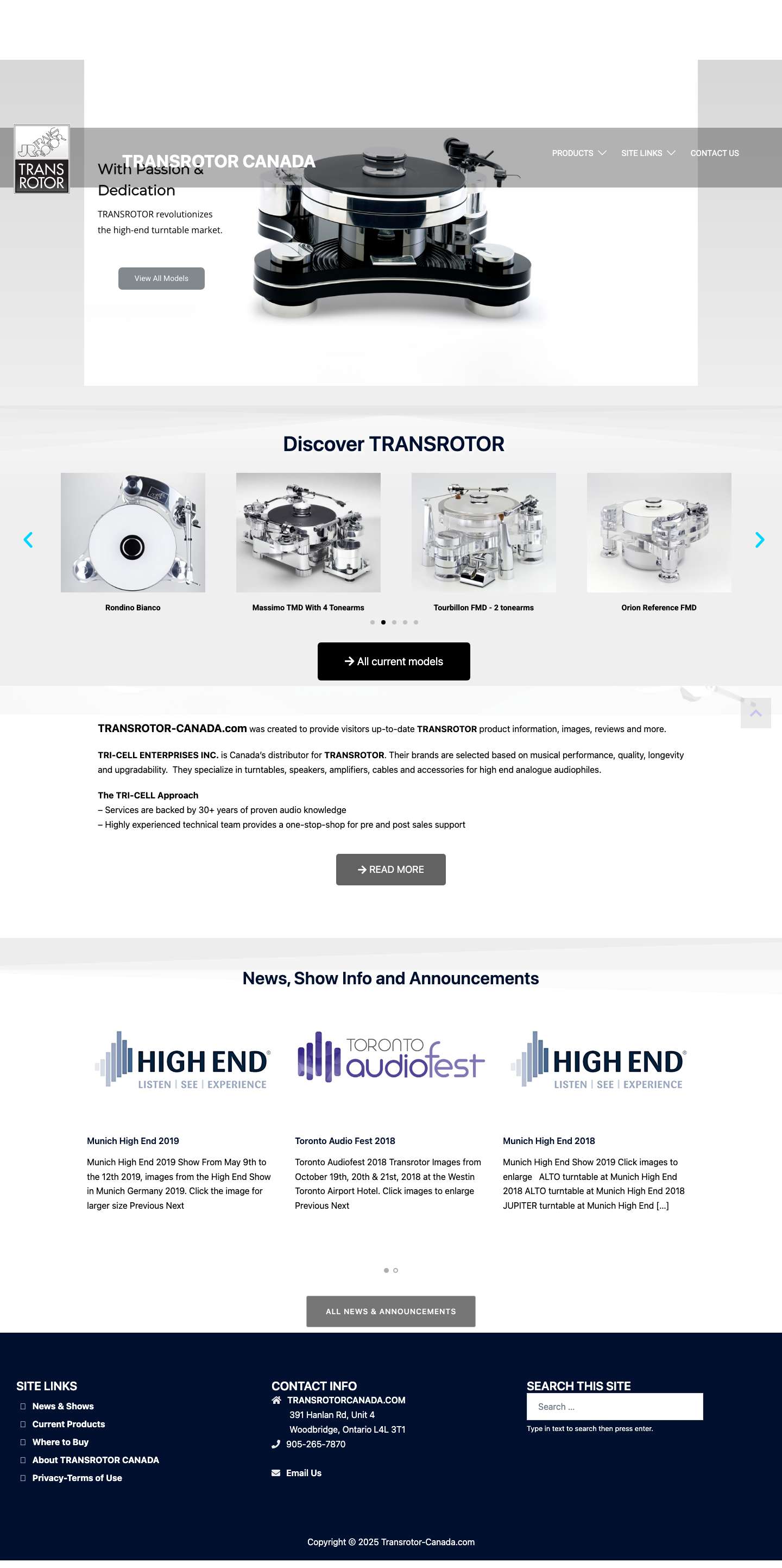 Welcome to Transrotor Canada - TRANSROTOR CANADA - Full Screenshot