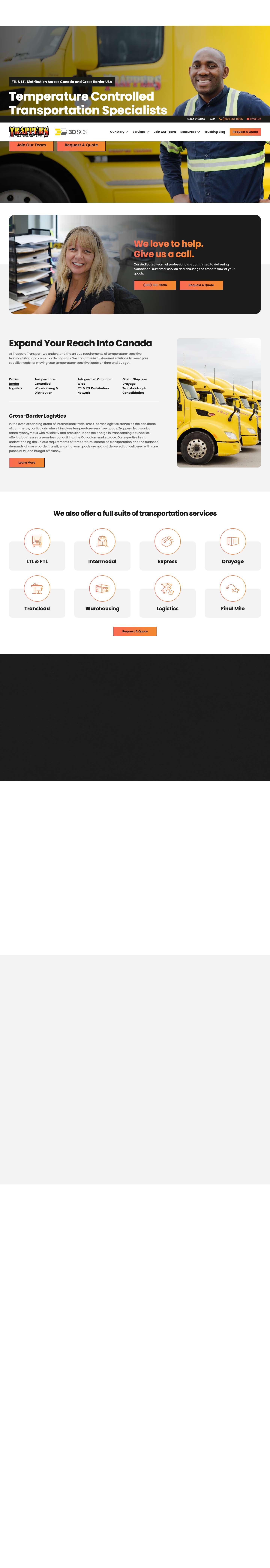 Trappers Transport | Temperature-Controlled Transport Specialists - Full Screenshot