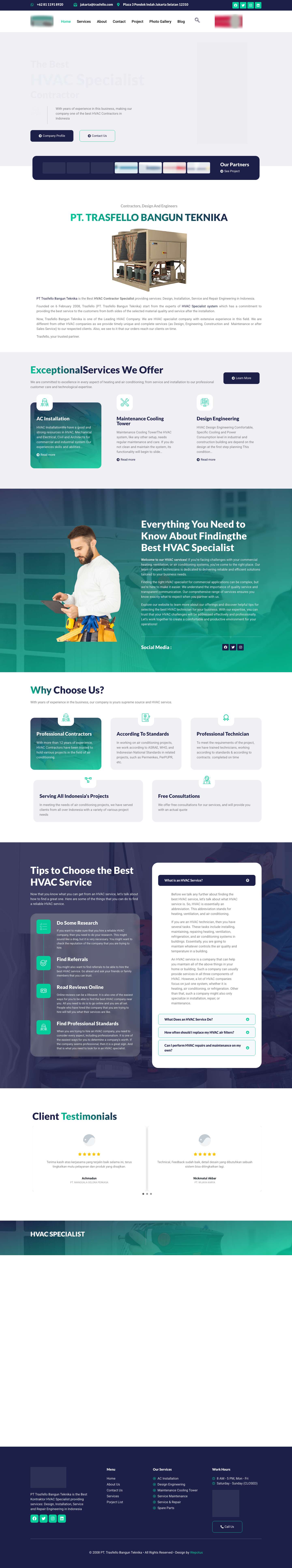 Trasfello: Kontraktor HVAC Specialist No.1 Indonesia - Trasfello.com - Full Screenshot