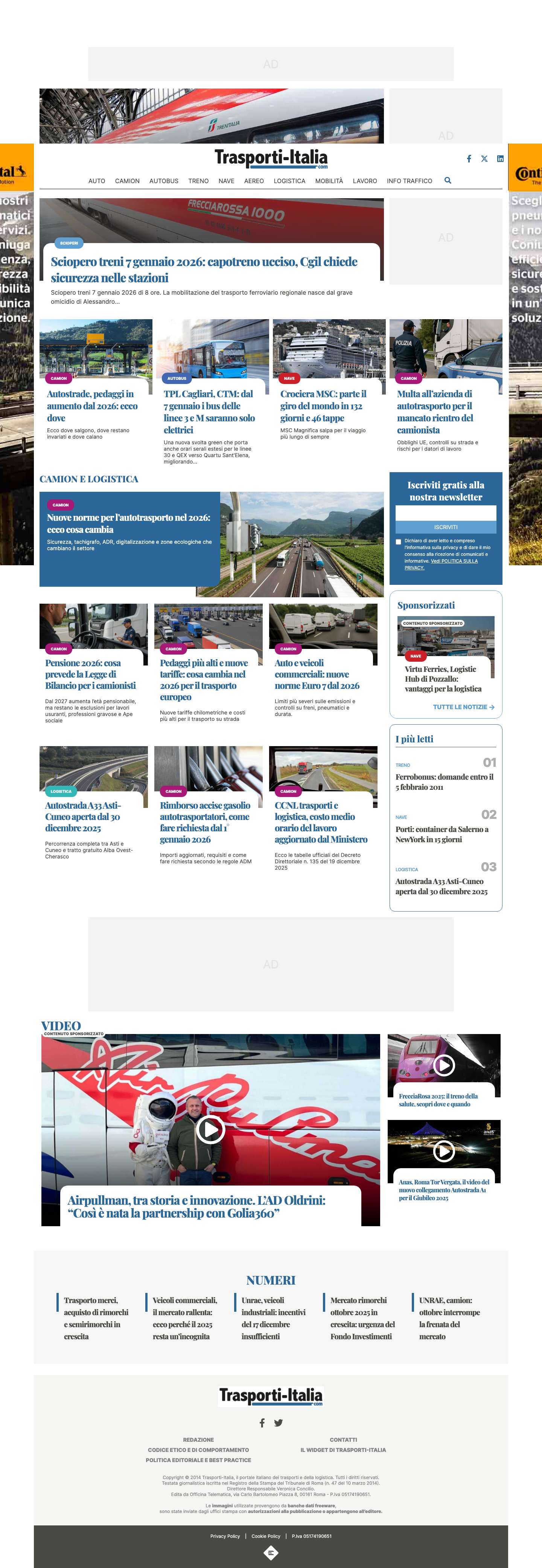Trasporti-Italia Il portale italiano dei trasporti e della logistica- Trasporti-Italia.com - Full Screenshot