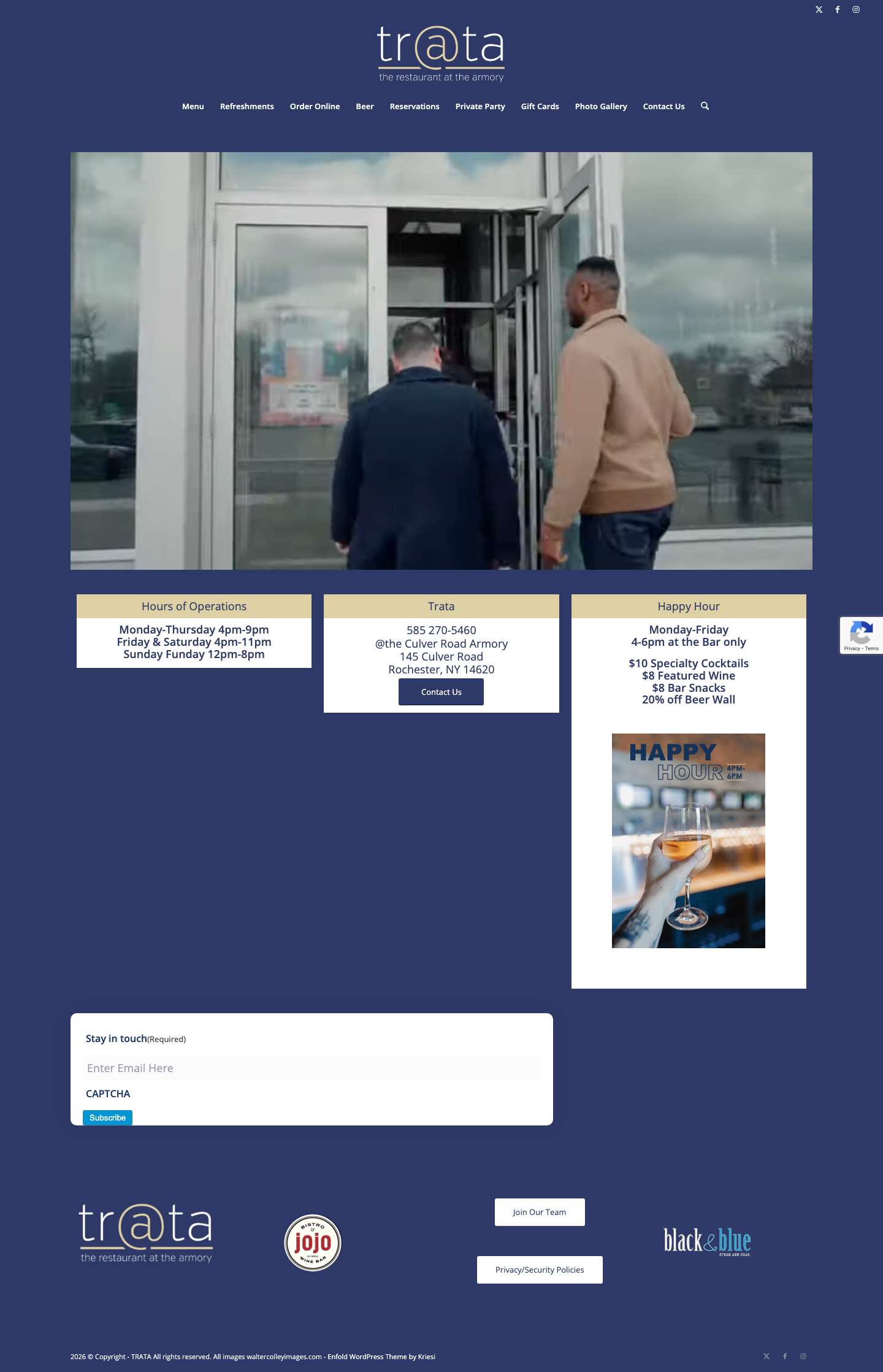 TRATA - The Restaurant at the ArmoryClick to open the search input fieldScroll to top - Full Screenshot