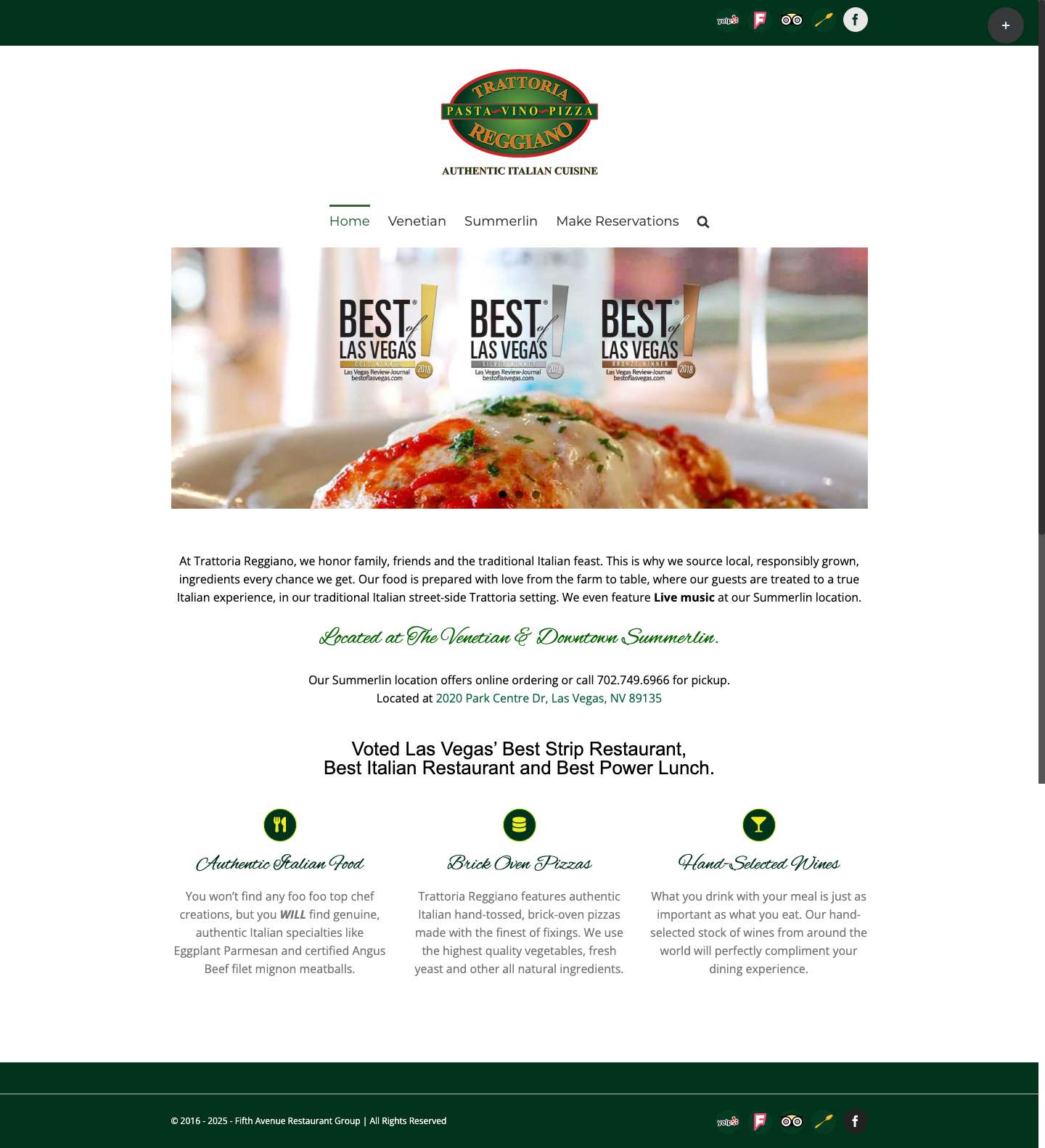 Best Italian Restaurant in Las Vegas - Trattoria Reggiano - Full Screenshot