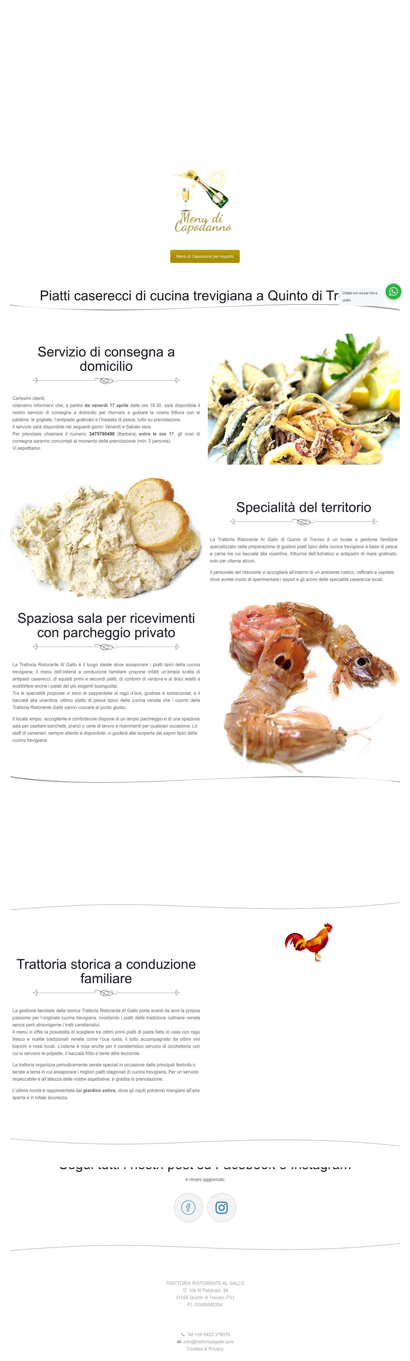 Ristorante con piatti tipici veneti | Quinto di Treviso, TV | Trattoria Al Gallo - Full Screenshot