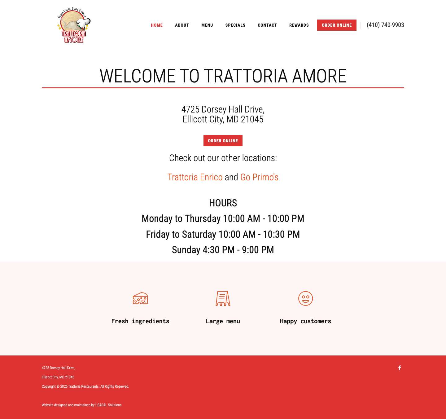 Trattoria Amore | Authentic Italian Cuisine in Ellicott City - Full Screenshot