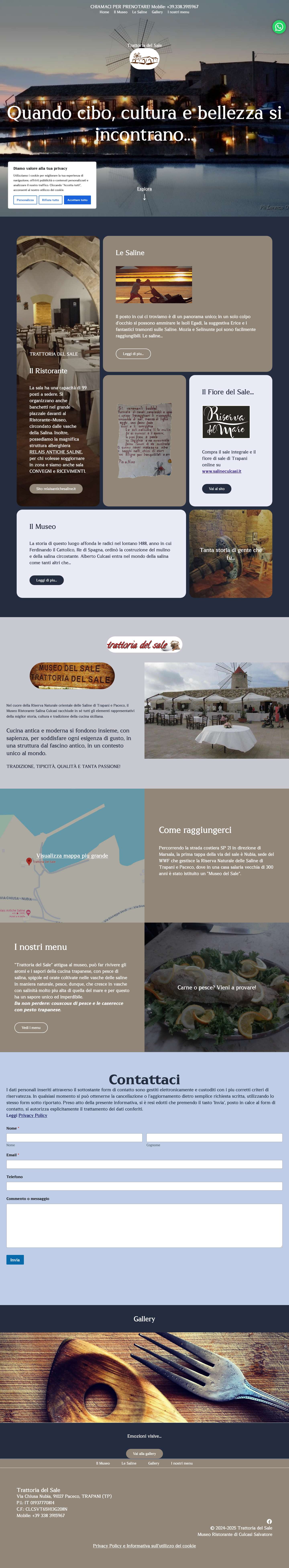 Trattoria del Sale – Museo Ristorante di Culcasi Salvatore - Full Screenshot