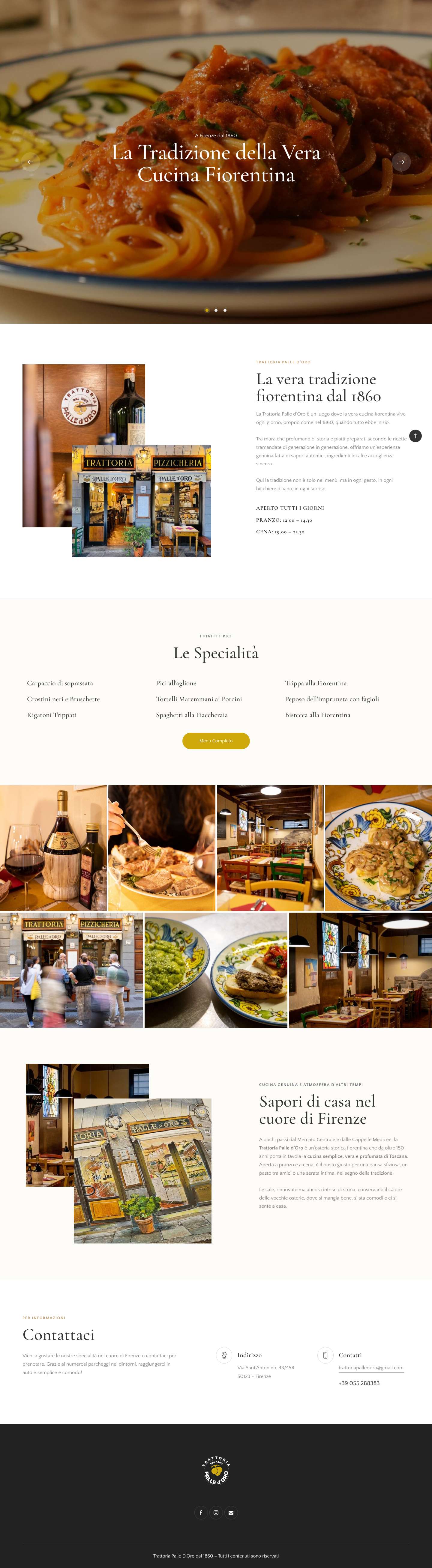 Trattoria Palle D'oro – Trattoria a Firenze dal 1860 | La cucina della tradizione Fiorentina - Full Screenshot