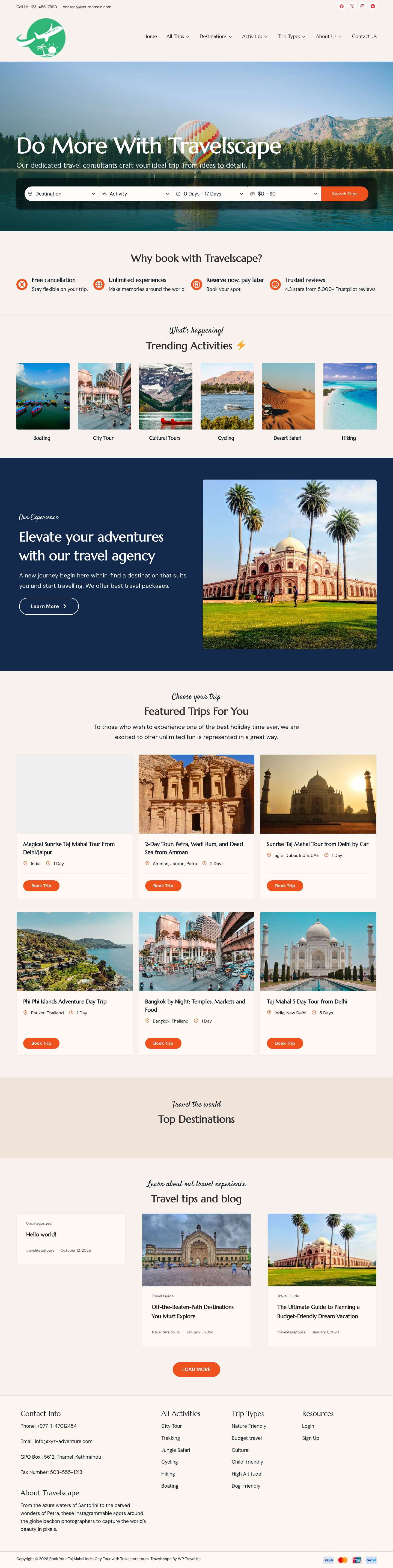 Book Your Taj Mahal India City Tour with Travelitetajtours – Site description - Full Screenshot