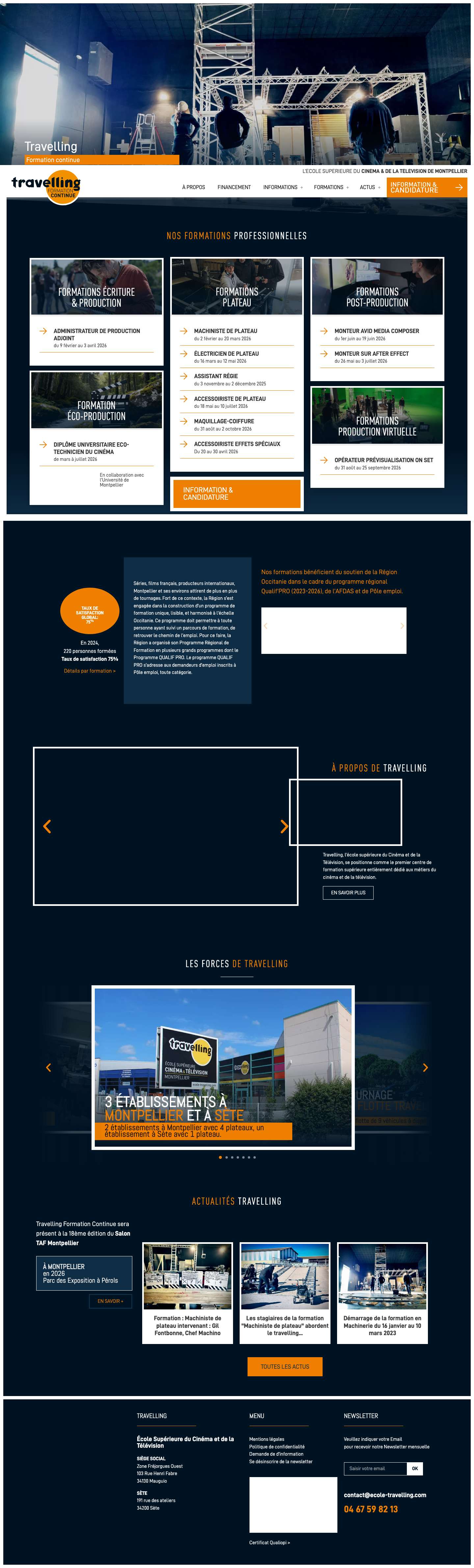 Travelling Formation Professionnelle aux métiers du Cinéma à Montpellierlogo-travelling-formation-continue - Full Screenshot