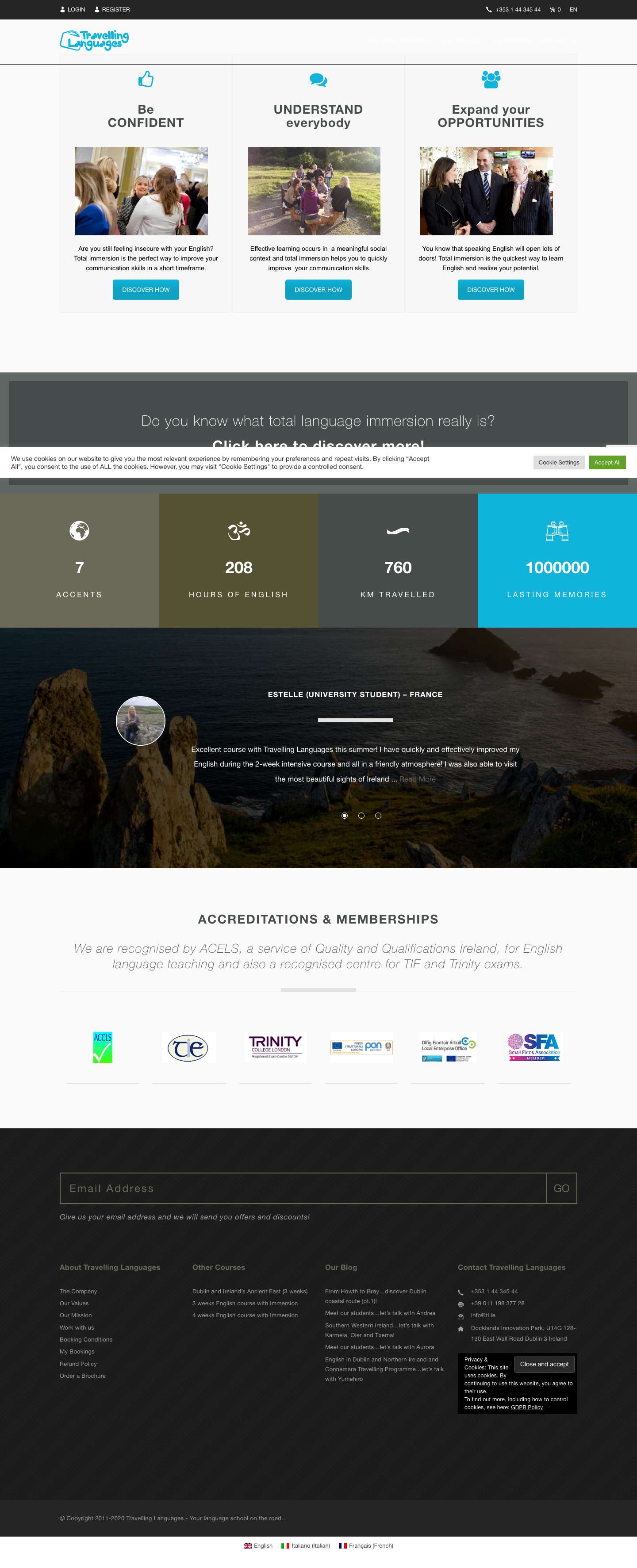 Total immersion English programmes, English in Ireland - Full Screenshot