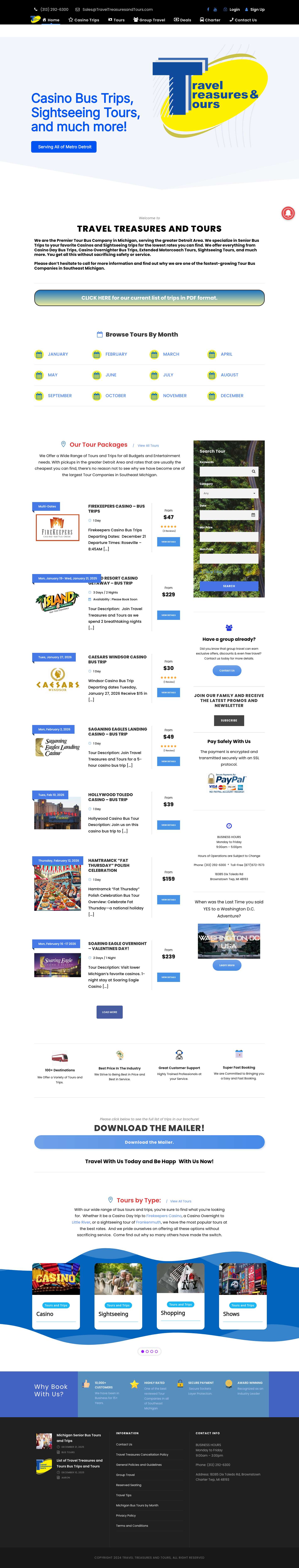 Travel Treasures & Tours - Senior Bus Tours and Bus Trips - Full Screenshot