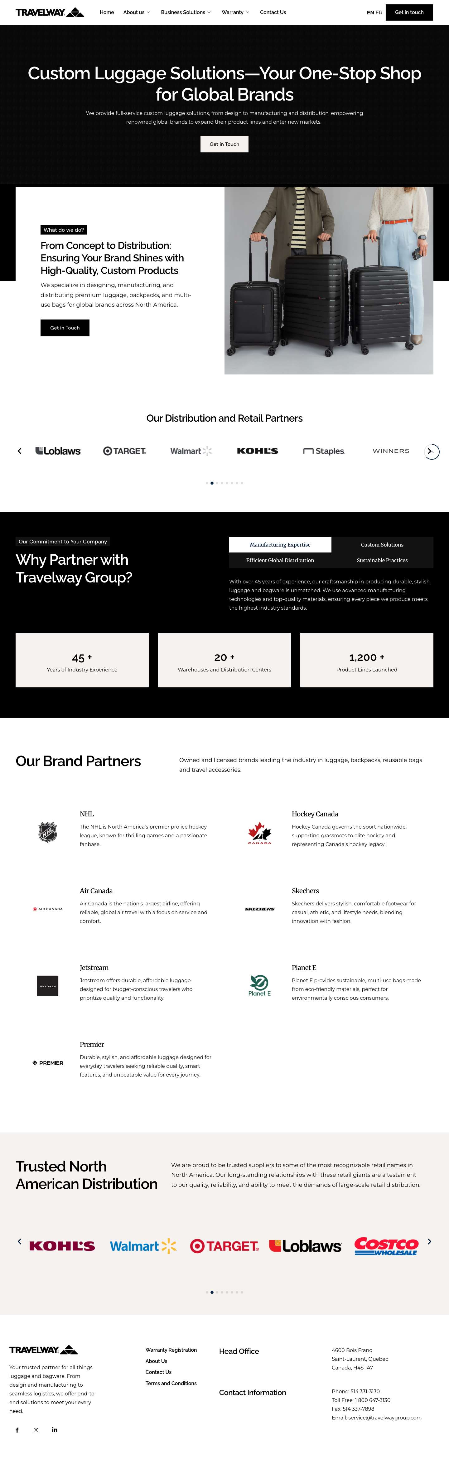 Travelway Group – One-stop-shop for all luggage ware manufacturing, design and distribution - Full Screenshot