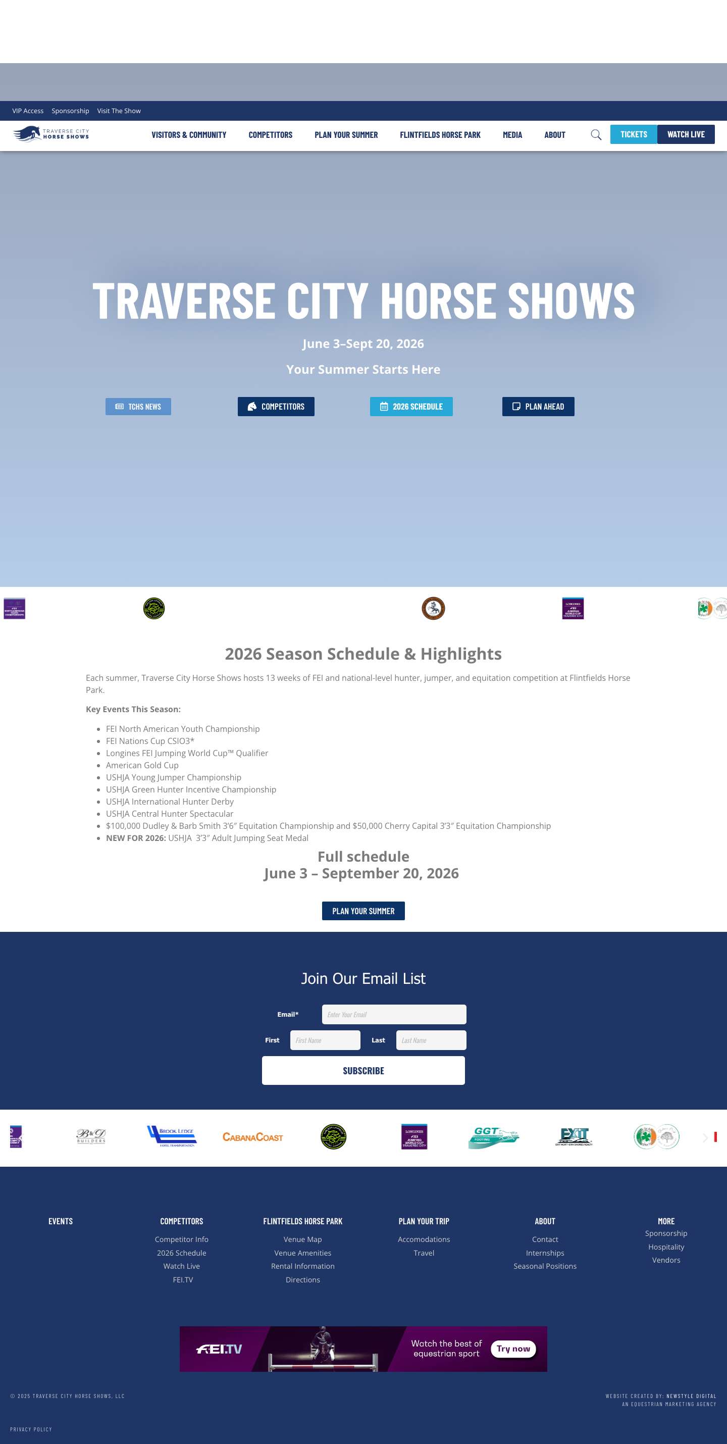 Traverse City Horse Shows | Olympic-Level Show Jumping in Northern Michigan at Flintfields Horse Park - Full Screenshot